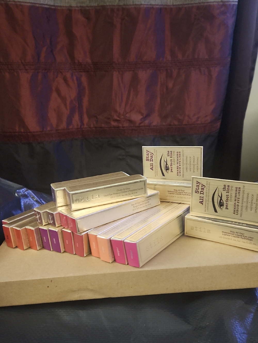 Stila Liquid Lipstick Set with Gold Packaging - Pink, Coral, Purple